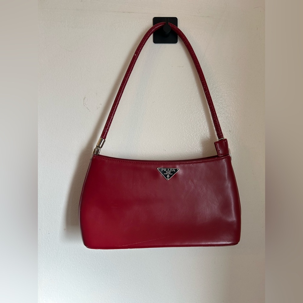 Crimson Leather Shoulder Bag